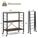 3-Tier Foldable Shelving Unit with Detachable Wheels and Adjustable Shelves by LJGDeals
