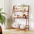 3-Tier Bamboo Ladder Shelf Foldable Plant Flower Bookshelf-Brown by LJGDeals