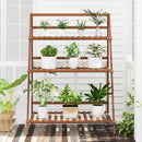3-Tier Bamboo Ladder Shelf Foldable Plant Flower Bookshelf-Brown by LJGDeals