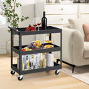 3-Tier Utility Cart Rolling Metal Cart with Handle and Universal Wheels