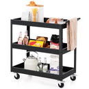 3-Tier Utility Cart Rolling Metal Cart with Handle and Universal Wheels by LJGDeals