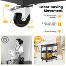 3-Tier Utility Cart Rolling Metal Cart with Handle and Universal Wheels by LJGDeals