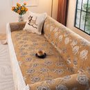 French Country Floral Sofa Cover with Ruffled Skirt, Farmhouse Decor for Living Room