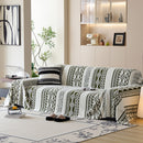 Bohemian Tufted Sofa Cover, Plush Fleece Throw Blanket with 3D Woven Aztec Stripes