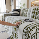 Bohemian Tufted Sofa Cover, Plush Fleece Throw Blanket with 3D Woven Aztec Stripes