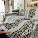 Bohemian Tufted Sofa Cover, Plush Fleece Throw Blanket with 3D Woven Aztec Stripes