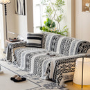 Bohemian Tufted Sofa Cover, Plush Fleece Throw Blanket with 3D Woven Aztec Stripes