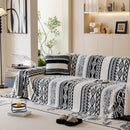 Bohemian Tufted Sofa Cover, Plush Fleece Throw Blanket with 3D Woven Aztec Stripes