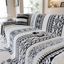 Bohemian Tufted Sofa Cover, Plush Fleece Throw Blanket with 3D Woven Aztec Stripes