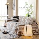 Bohemian Tufted Sofa Cover, Plush Fleece Throw Blanket with 3D Woven Aztec Stripes