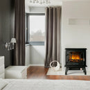Freestanding Fireplace Heater with Realistic Dancing Flame Effect-Black by LJGDeals