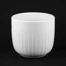 3-Piece White Stoneware Planter Pot Set with Vertical Groove Texture