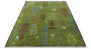 Tree Green, Silver, Maroon Hand Knotted 8x10 wool Area Rug by The Rug Decor
