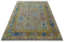 Hand Knotted Beige, Gray and Mustard Oriental 8x10 Wool Area Rug by The Rug Decor