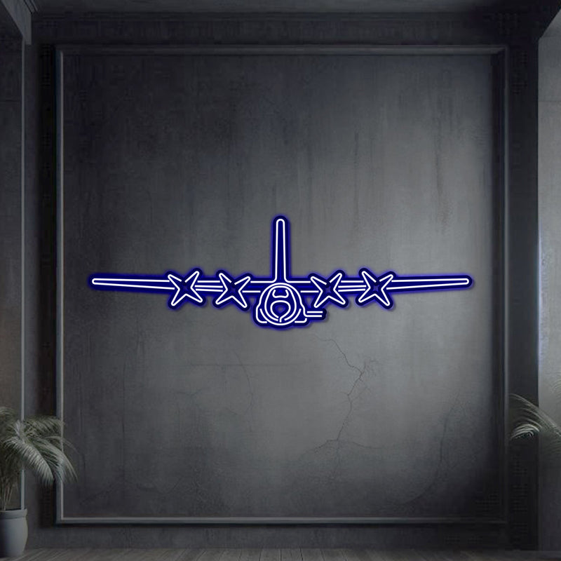 AC-130U Front Metal Neon Aircraft Wall Art - NCN0012