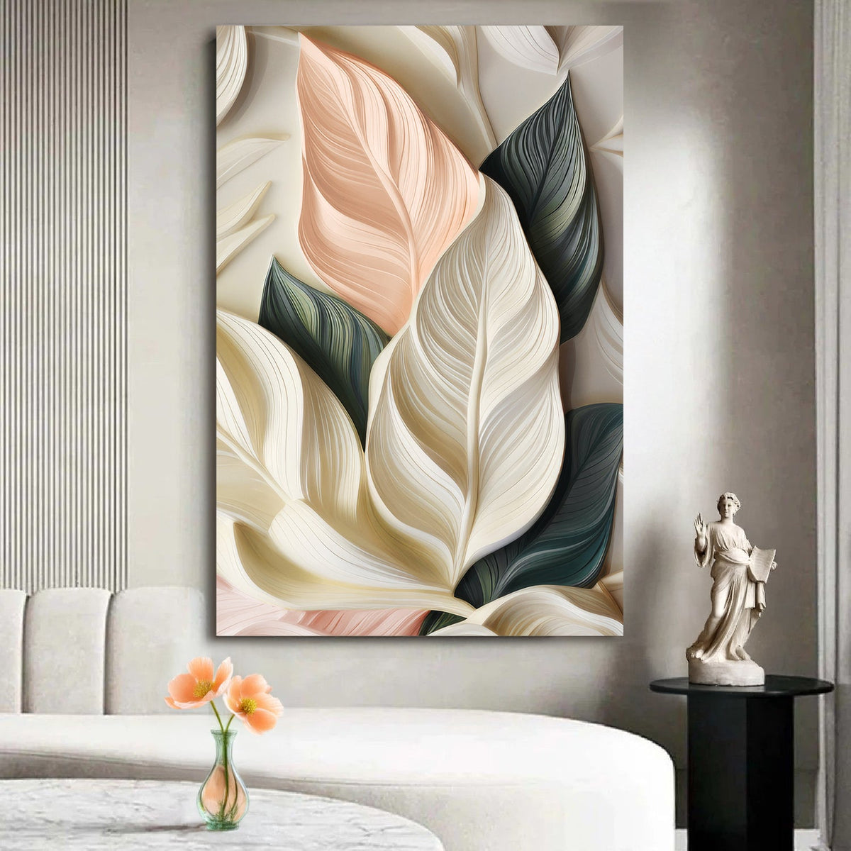 Elegant 3D Pastel Leaf Wall Art, photo 3 of 10