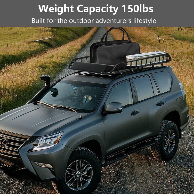 Universal Roof Rack Basket: 45 x 36 Inches Heavy-Duty Rooftop Cargo Rack, 150 lbs Cargo Carrier for SUV, Truck & Car - Black Luggage Holder