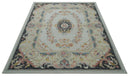 Hand-Tufted Wool Area Rug - Aubusson Ivory Light Green Charcoal