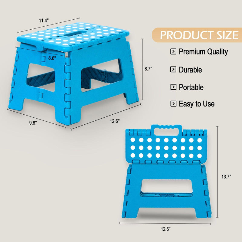 2 Packs Non-Slip Foldable Step Stool with Handle, Blue