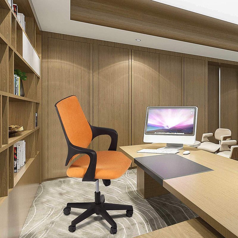 Mid Back Swivel Chair Swivel Office Desk Chair with Arm Office and Computer Chair,Orange and Black