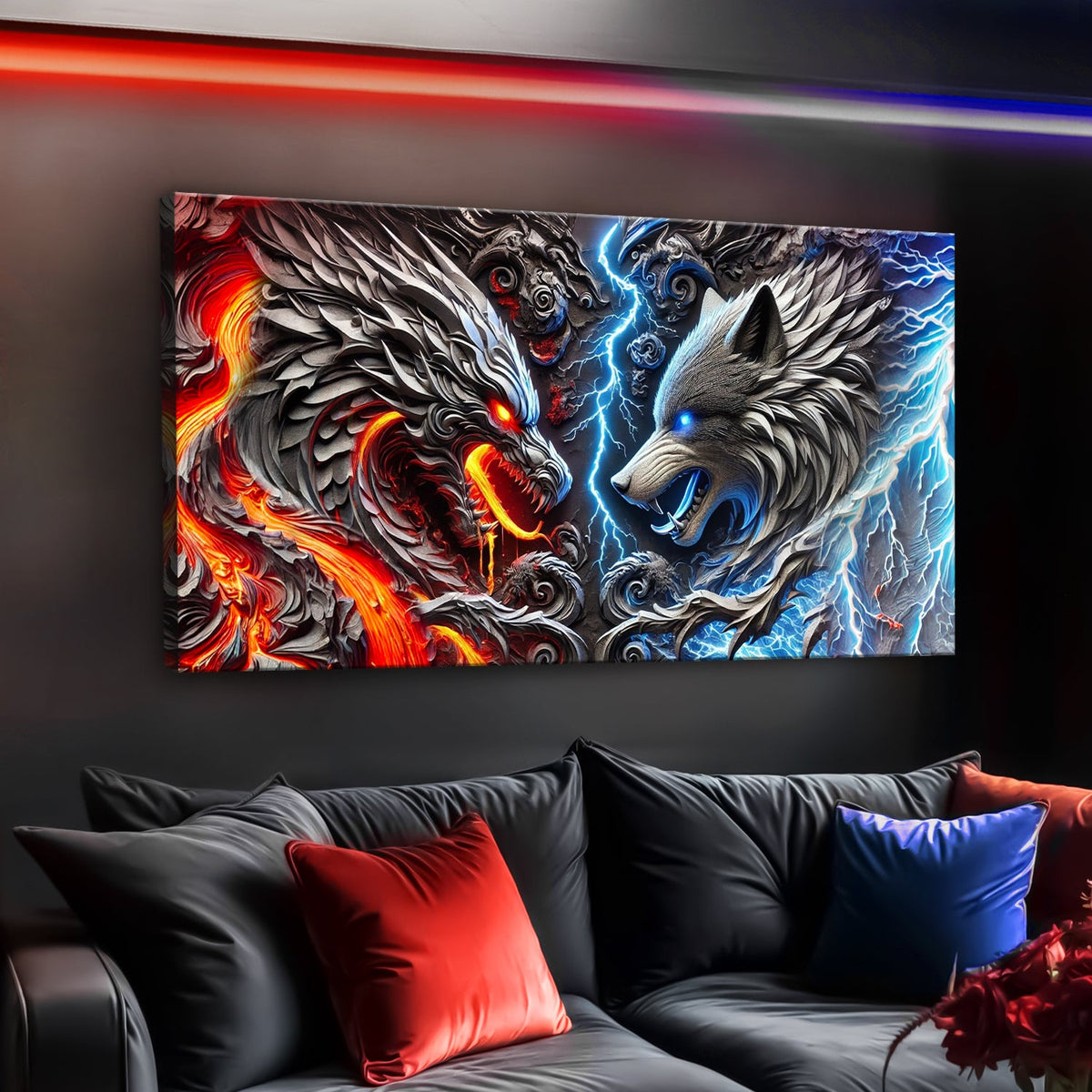 3D Dragon and Wolf Wall Art IV, photo 3 of 10