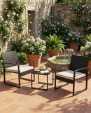 3-Piece Outdoor Patio Furniture Set – Wicker Chairs + Bar Table with Cushions by 2Dropme