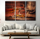 Whiskey and Cigar Canvas Wall Art | 3 Panel Bar Room Decor by MyGreatCanvas | Canvas Wall Art Prints | Photo Prints & Wall Decor