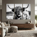 Highland Cow Wall Art – Black and White Framed Farmhouse by MyGreatCanvas | Canvas Wall Art Prints | Photo Prints & Wall Decor