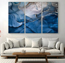 Navy Blue Canvas Art Abstract Print – Elegant Triptych