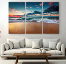 Sunset on Beach Wall Art Ocean Beach Canvas Print
