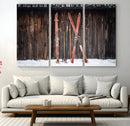 Vintage Ski Gear Canvas Print, Vintage Ski Gear Against