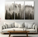 Foggy Mountain Wall Art | 3-Panel Foggy Forest and Mountain