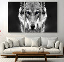 Black and White Wild Wolf Wall Art Canvas Print