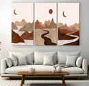 Boho Wall Art Canvas Print Set Mid-Century Prints Bohemian