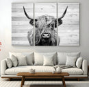 Scottish Highland Cow Cattle Art Print on Wood Background by MyGreatCanvas | Canvas Wall Art Prints | Photo Prints & Wall Decor