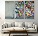 Banksy Colorful Street Graffiti Canvas Wall Art Print, by MyGreatCanvas | Canvas Wall Art Prints | Photo Prints & Wall Decor