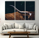 Texas Longhorn Bull Wall Art Canvas Print - Large Framed