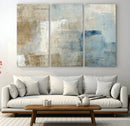 Abstract Blue and Beige Wall Art, Modern Minimalist Canvas