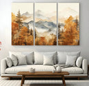 Golden Autumn Forest Wall Art Canvas | Mountain Landscape