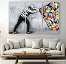 Banksy Art Behind the Curtain Street Wall Art Canvas Print |