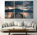 Mountain Lake Wood Pier Canvas Wall Art Nature Lake Print