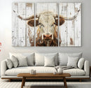 Rustic Longhorn Bull Wall Art Canvas Set – Western-Inspired by MyGreatCanvas | Canvas Wall Art Prints | Photo Prints & Wall Decor