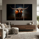 Abstract Texas Longhorn Wall Art Print | 3-Panel Large Texas by MyGreatCanvas | Canvas Wall Art Prints | Photo Prints & Wall Decor