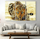 Blue-Eyed Leopard Canvas Wall Art - Framed Animal Print