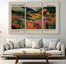 Yayoi Kusama Landscape Canvas Print, Vibrant Floral Mountain