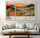 Framed Yayoi Kusama Print, Vibrant Floral Mountain Art