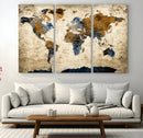 World Map Wall Art – Antique Style Blue and Brown Map Canvas by MyGreatCanvas | Canvas Wall Art Prints | Photo Prints & Wall Decor