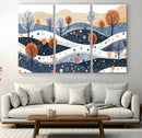 Abstract Winter Landscape Canvas Wall Art Print -  Large