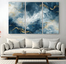 Large Abstract Print - Luxe Blue and Gold Abstract Canvas