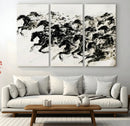 Abstract Horse Wall Art Canvas Print - Dynamic Black Ink